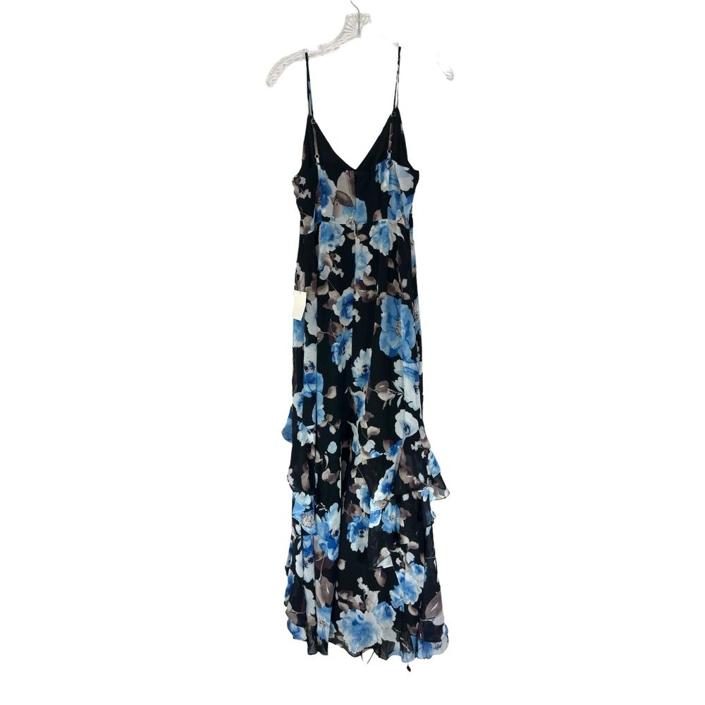 NWT Lulus Artwin Black Floral Print Ruffled High-Low Maxi Dress Size Medium - Picture 9 of 13